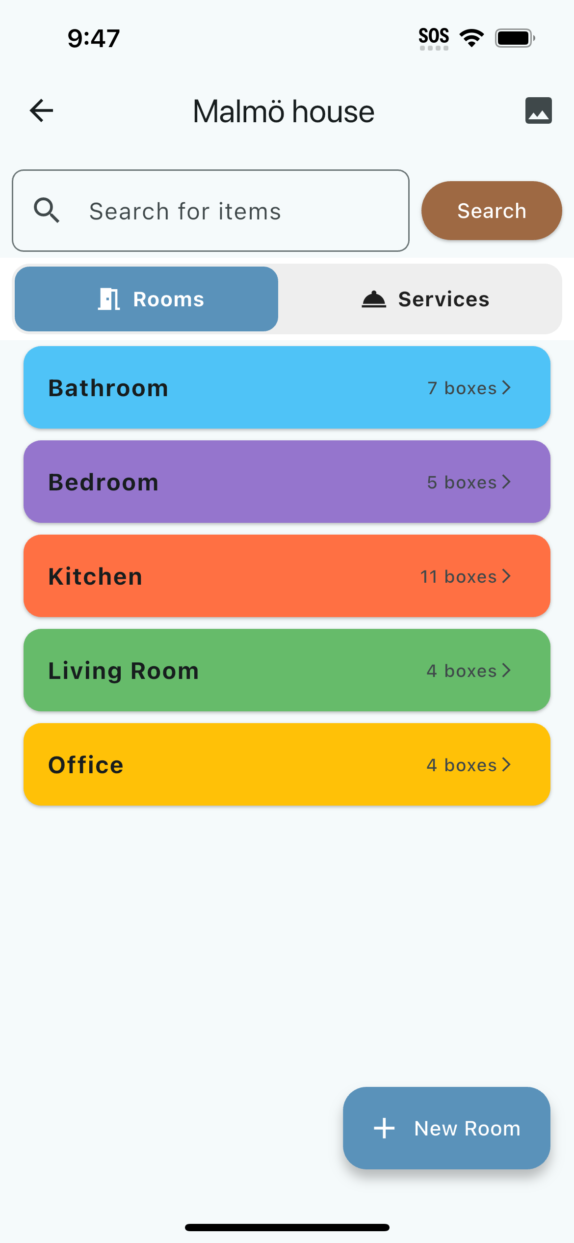 Rooms and areas view